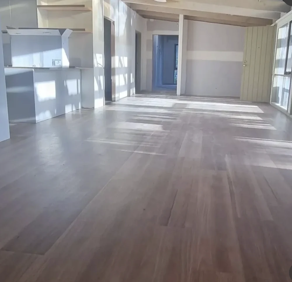 Before: unfinished walls and ceiling timbers in the Bacchus Marsh living space